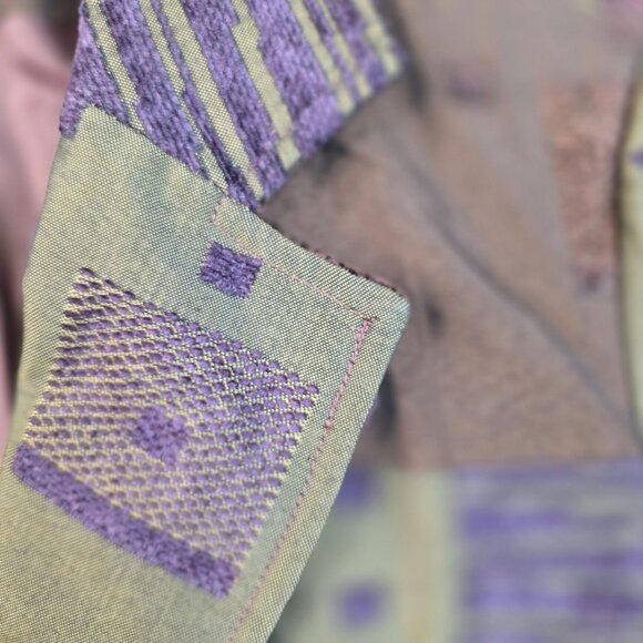 90s Harvé Benard Size 6 Patchwork Upholstery Blazer MutiColor Geometric Style - Picture 8 of 10